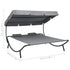 Outdoor Lounge Bed with Canopy and Pillows Grey