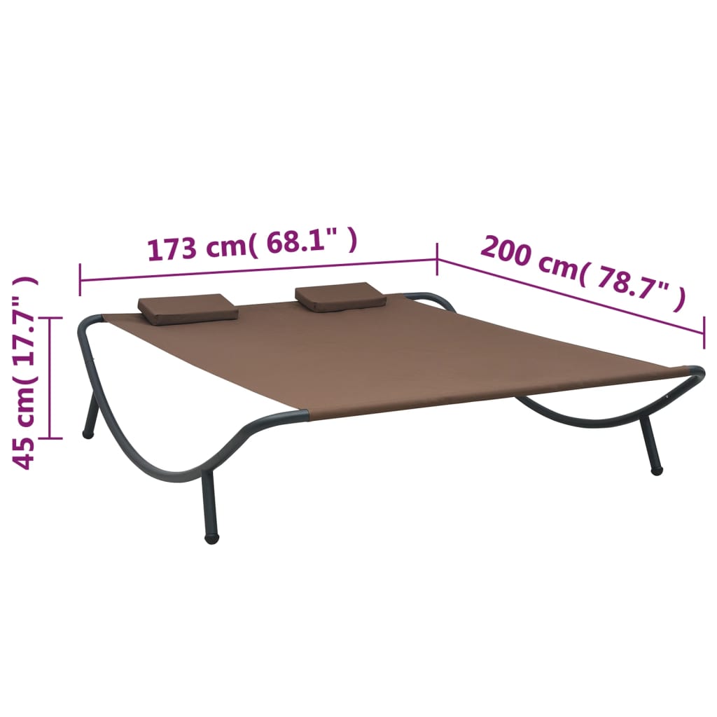 Outdoor Lounge Bed Fabric Brown