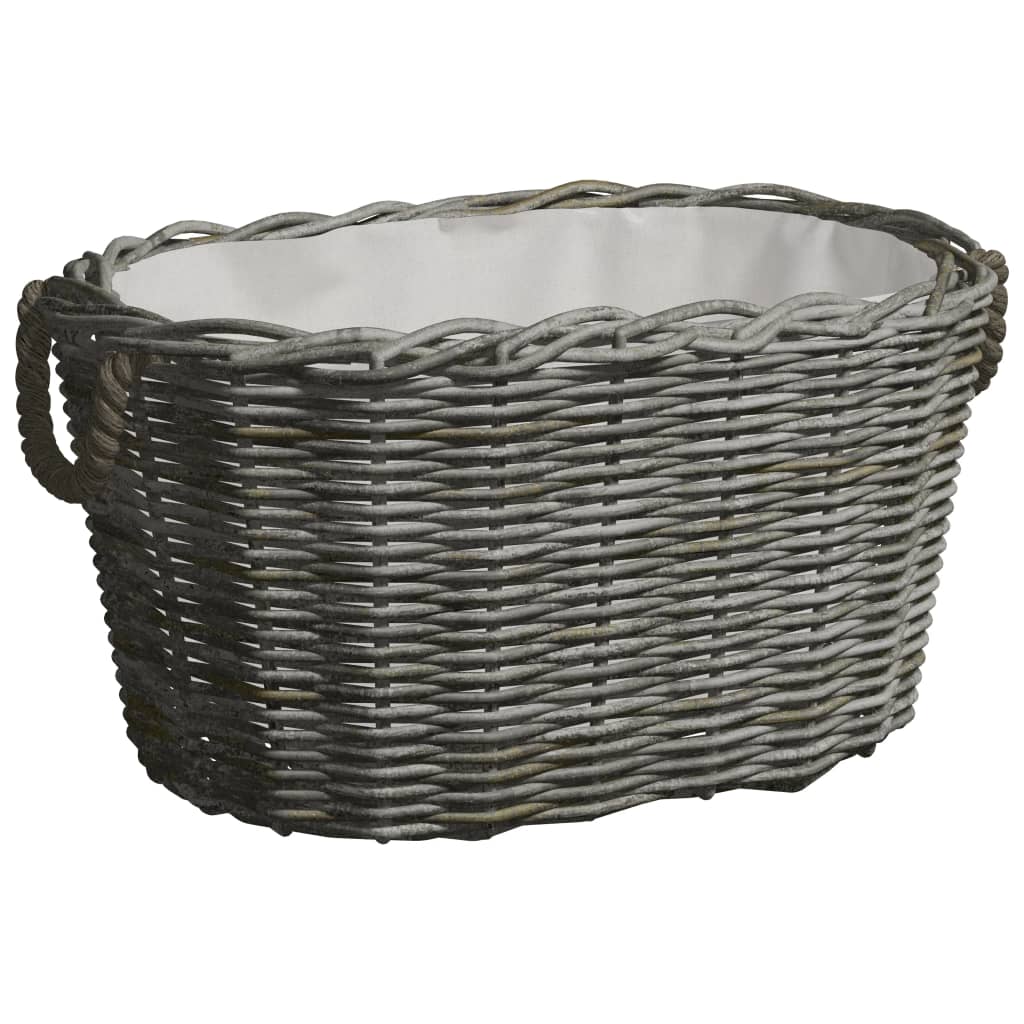 Firewood Basket with Carrying Handles 59x42x28 cm Grey Willow