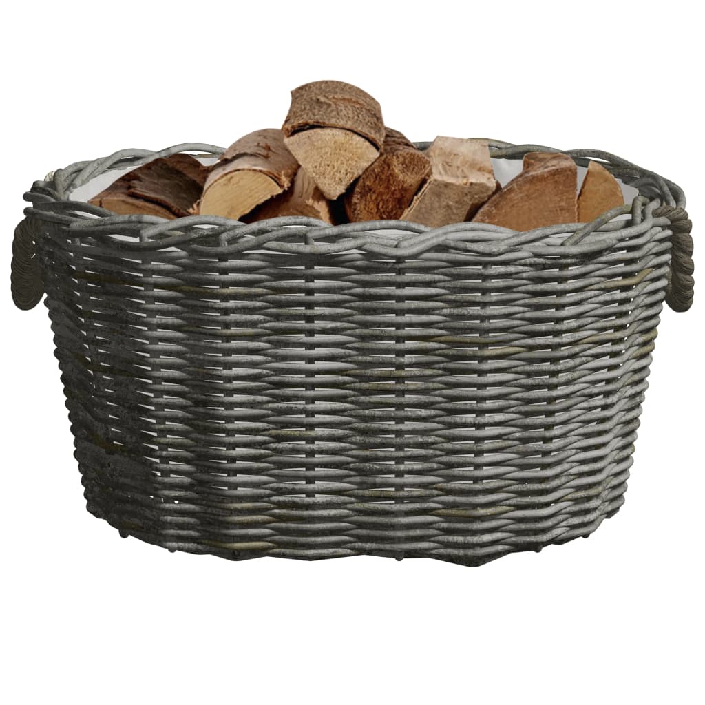 Firewood Basket with Carrying Handles 59x42x28 cm Grey Willow