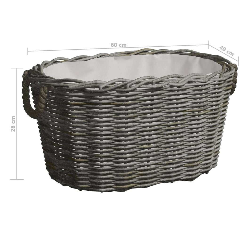 Firewood Basket with Carrying Handles 59x42x28 cm Grey Willow