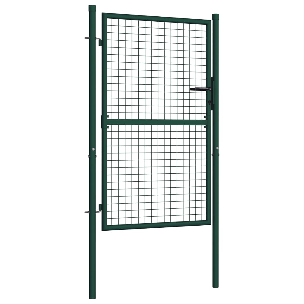 Fence Gate Steel 100x125 cm Green