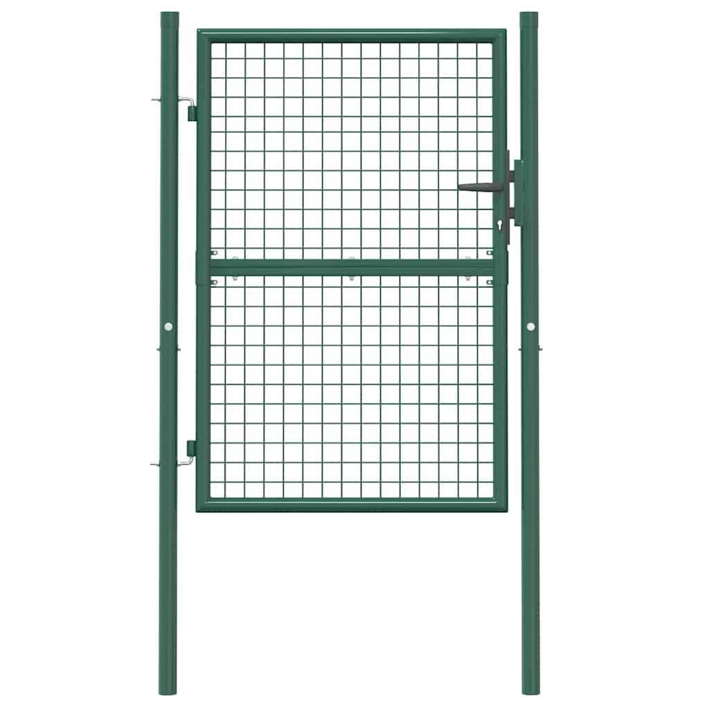 Fence Gate Steel 100x125 cm Green