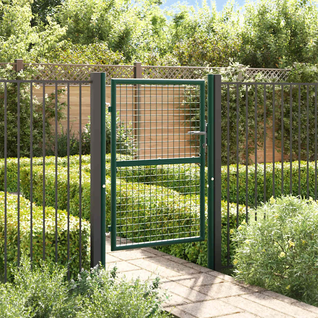 Fence Gate Steel 100x125 cm Green