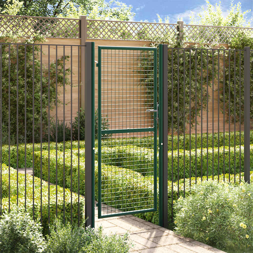 Fence Gate Steel 100x200 cm Green