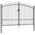 Fence Gate Double Door with Spike Top Steel 3x2 m Black