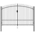 Fence Gate Double Door with Spike Top Steel 3x2 m Black