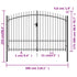 Fence Gate Double Door with Spike Top Steel 3x2 m Black