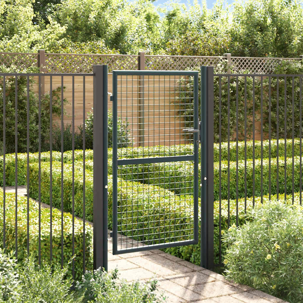 Mesh Garden Gate Galvanised Steel 100x200 cm Grey