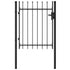 Fence Gate Single Door with Spike Top Steel 1x1.2 m Black