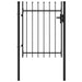 Fence Gate Single Door with Spike Top Steel 1x1.2 m Black