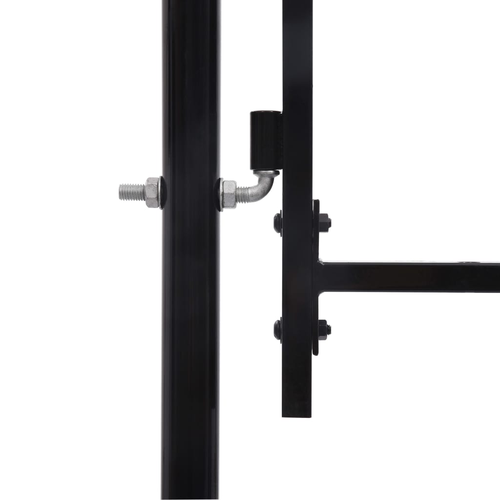 Fence Gate Single Door with Spike Top Steel 1x1.2 m Black