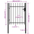 Fence Gate Single Door with Spike Top Steel 1x1.2 m Black