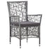 Outdoor Chairs 2 pcs with Cushions Poly Rattan Grey