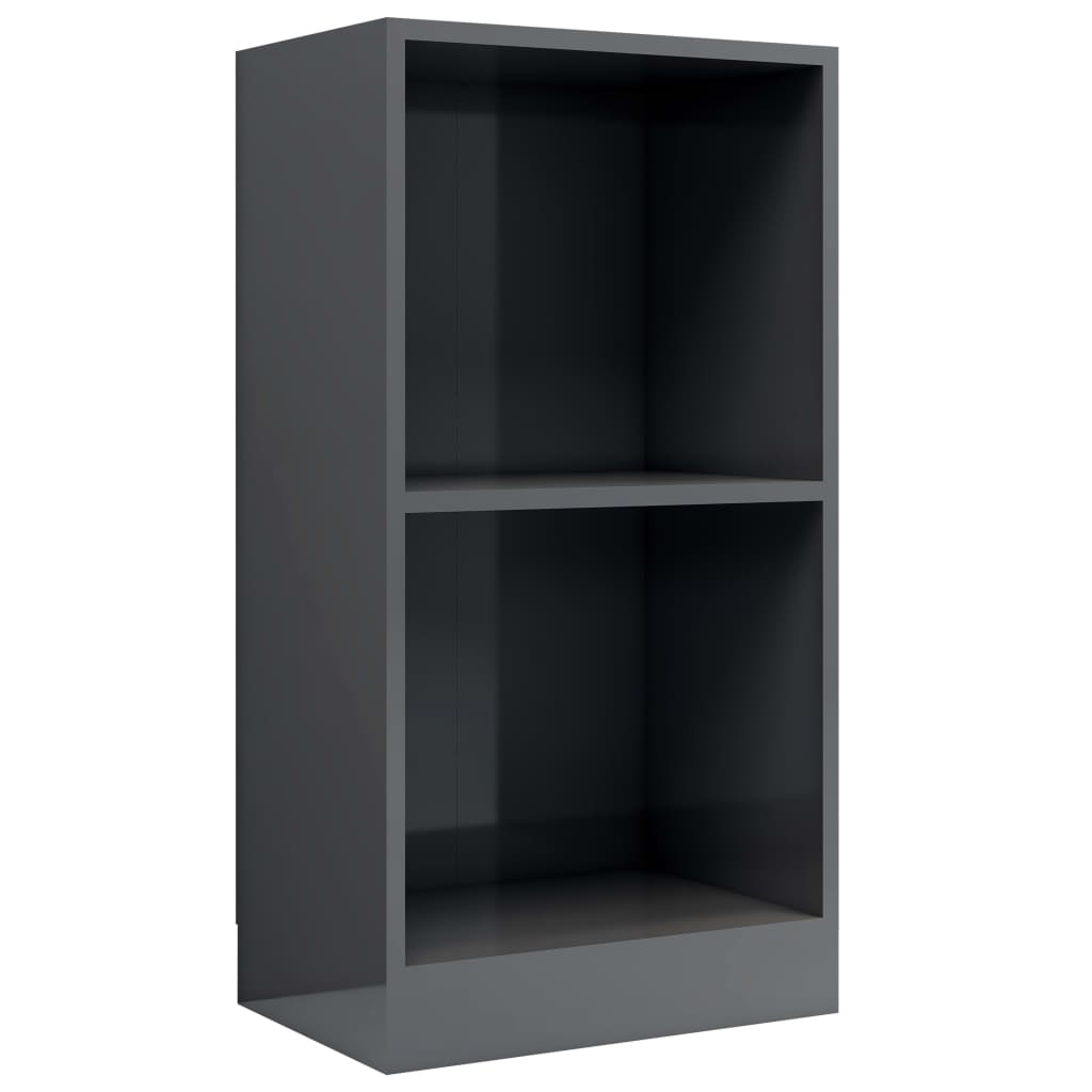 Bookshelf High Gloss Grey 40x24x75 cm Engineered Wood