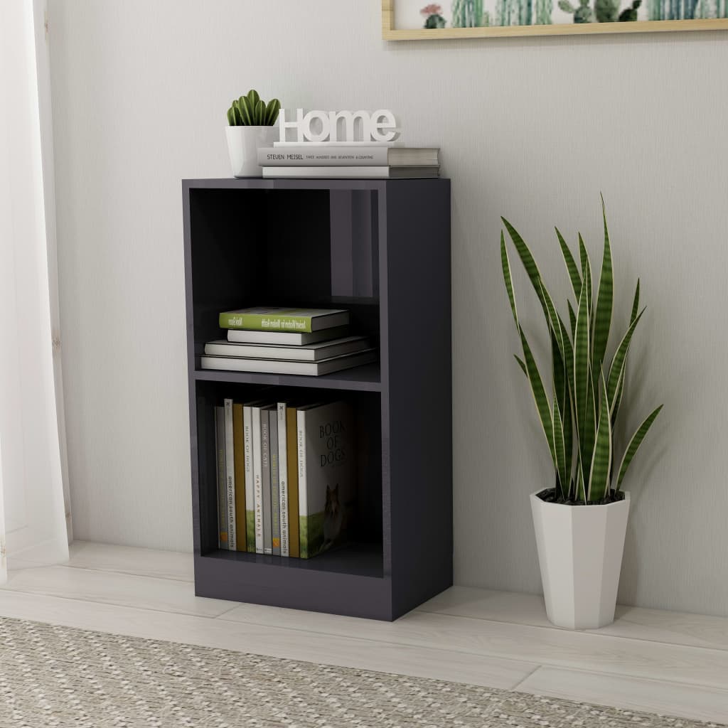 Bookshelf High Gloss Grey 40x24x75 cm Engineered Wood