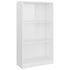 3-Tier Book Cabinet High Gloss White 60x24x109 Engineered Wood