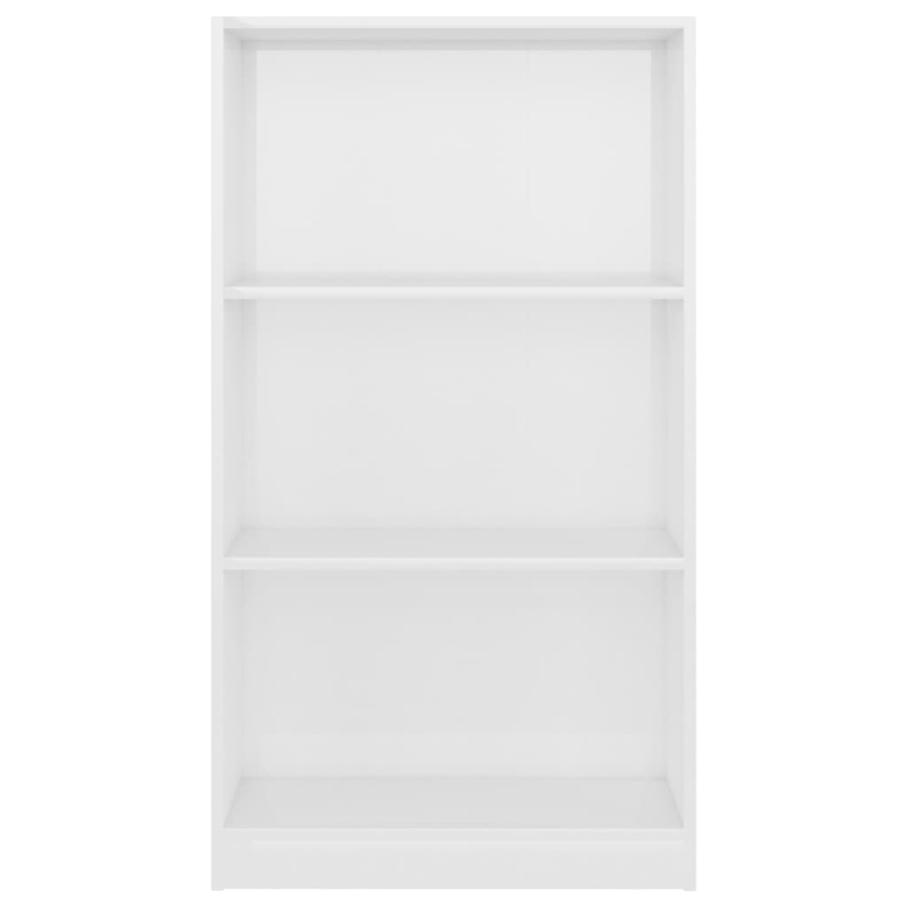 3-Tier Book Cabinet High Gloss White 60x24x109 Engineered Wood