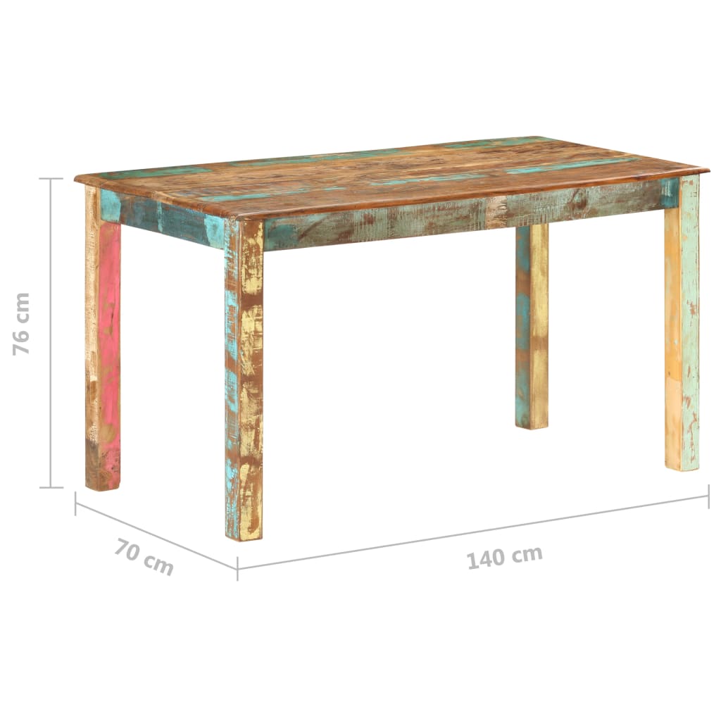 Dining Table Solid Reclaimed Wood 140x70x76 cm