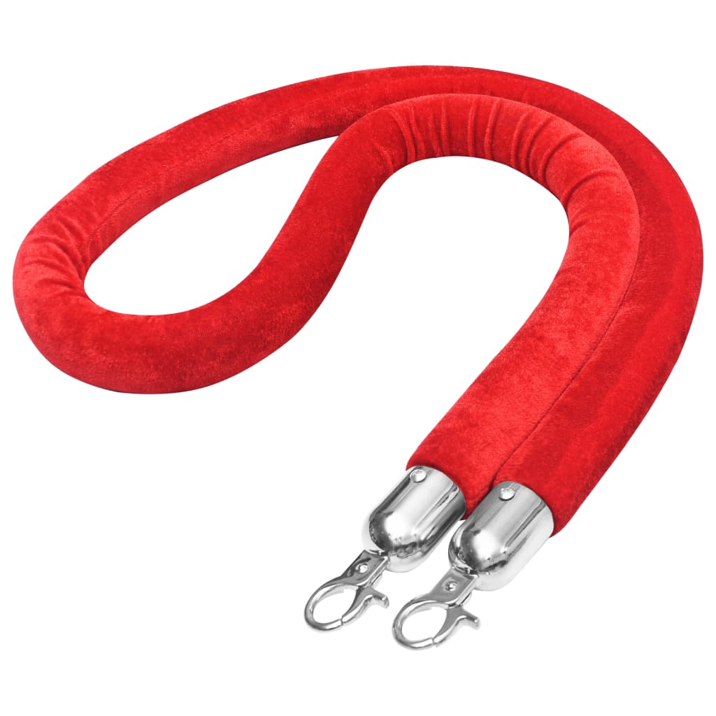 Stanchion Stand Rope Red and Silver Velvet