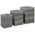 Side Tables 3 pcs with Glass Top Grey Poly Rattan