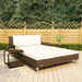 2-Person Garden Sun Bed with Cushions Poly Rattan Brown