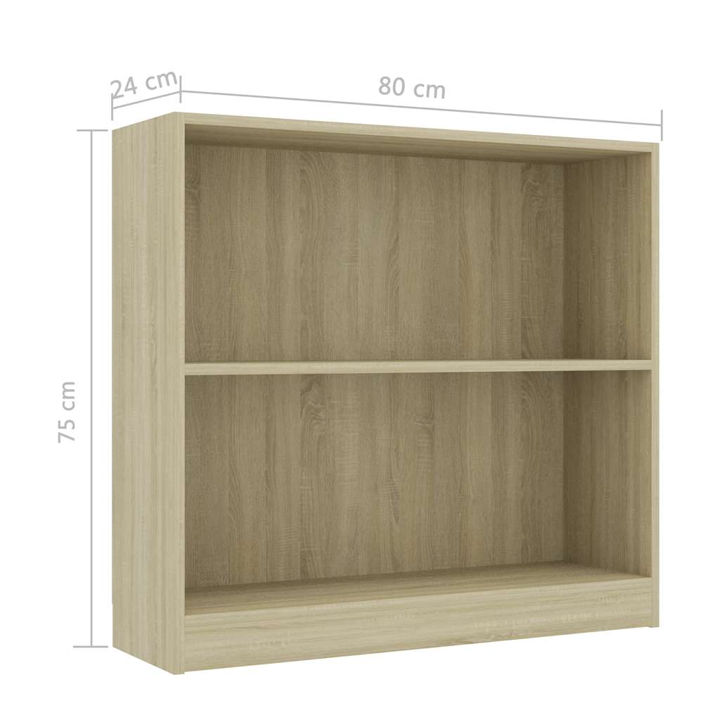 Bookshelf Sonoma Oak 80x24x75 cm Engineered Wood