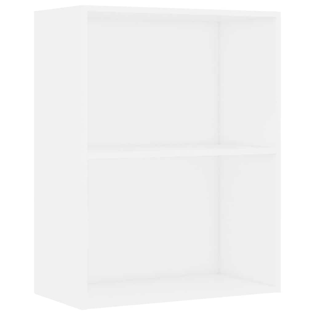 2-Tier Book Cabinet White 60x30x76.5 cm Engineered Wood