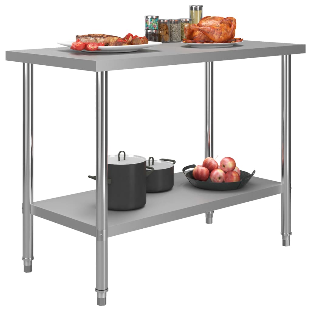 Kitchen Work Table 120x60x85 cm Stainless Steel