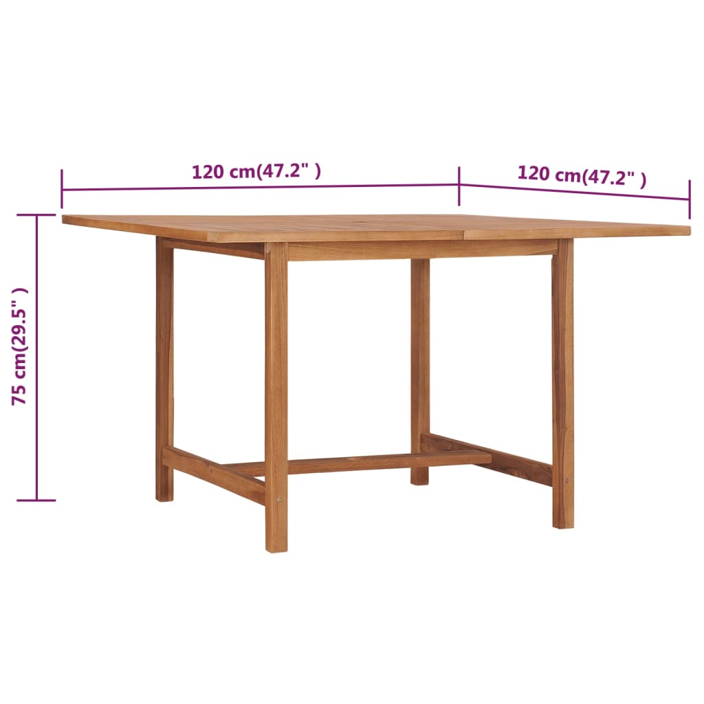 Garden Table 120x120x75 cm Solid Teak Wood