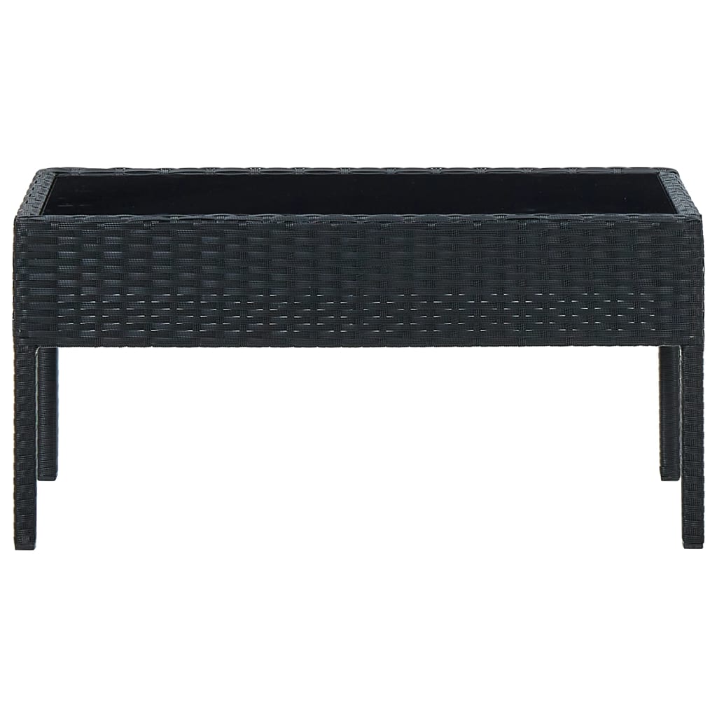 Garden Table Black 75x40x37 cm Poly Rattan