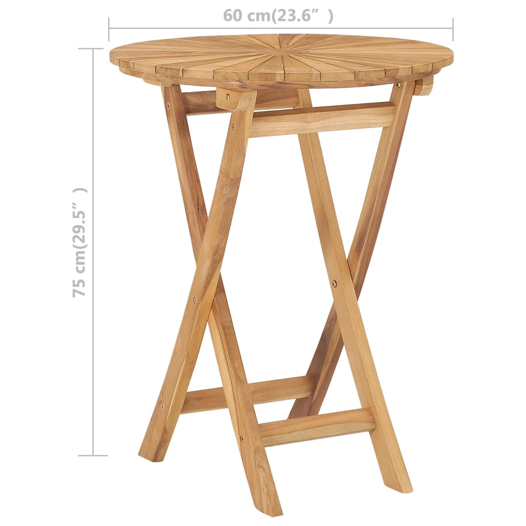 Folding Garden Table Ø 60 cm Solid Teak Wood