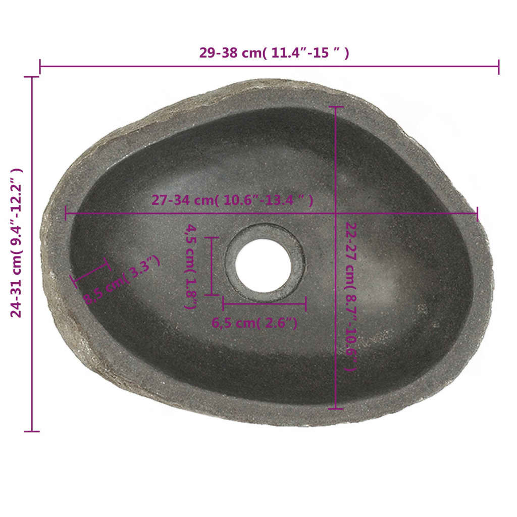 Basin River Stone Oval (29-38)x(24-31) cm