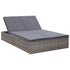 Double Sun Lounger with Cushion Poly Rattan Grey