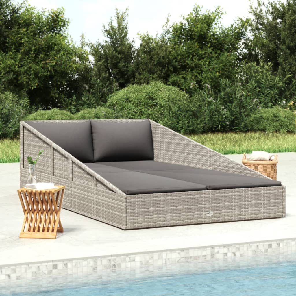 Garden Bed Grey 110x200 cm Poly Rattan