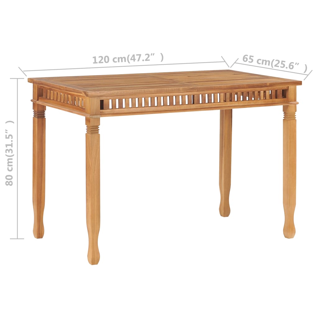 Garden Dining Table 110x65x80 cm Solid Teak Wood