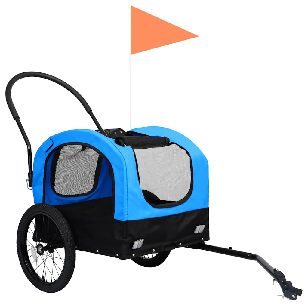 2-in-1 Pet Bike Trailer and Jogging Stroller Blue and Black