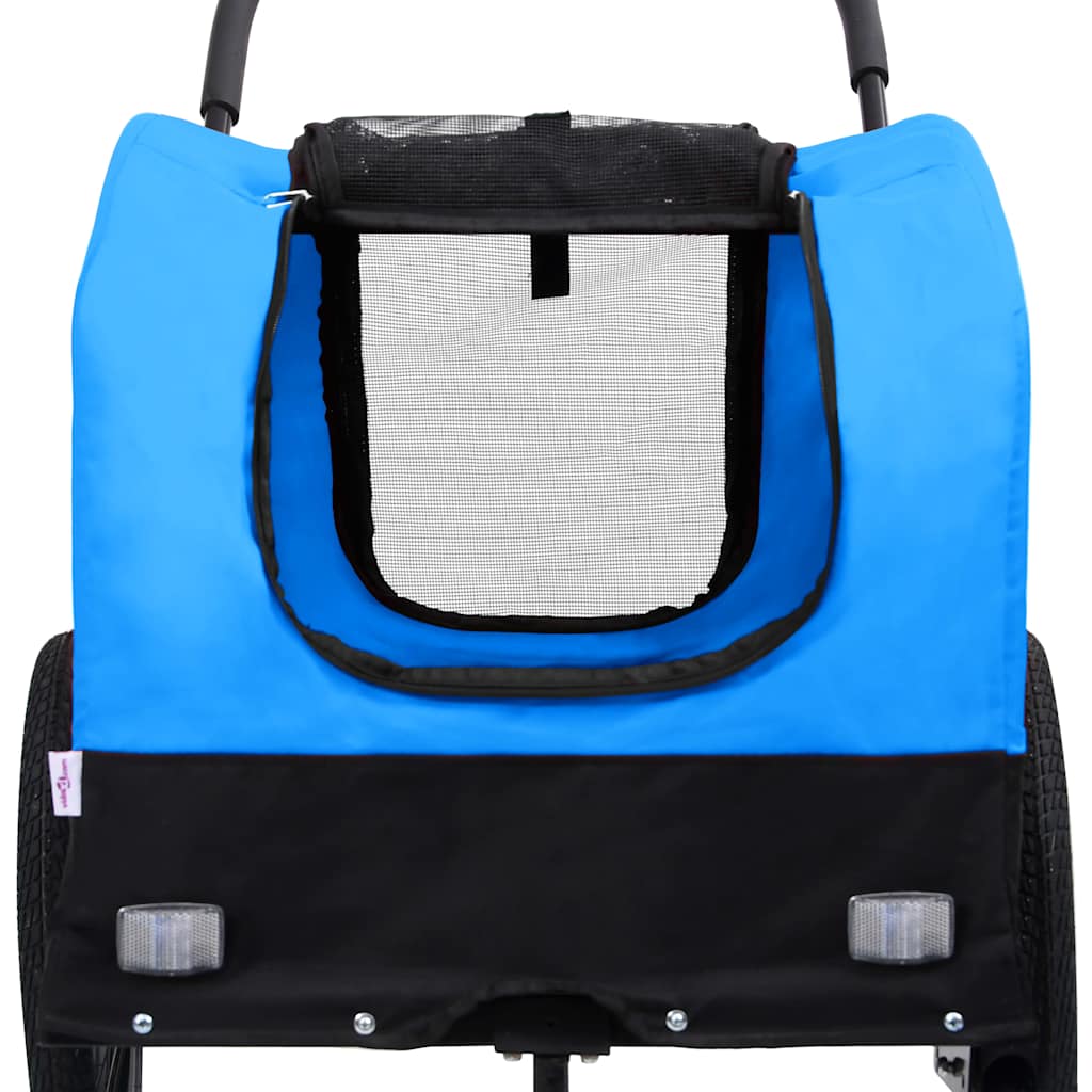 2-in-1 Pet Bike Trailer and Jogging Stroller Blue and Black