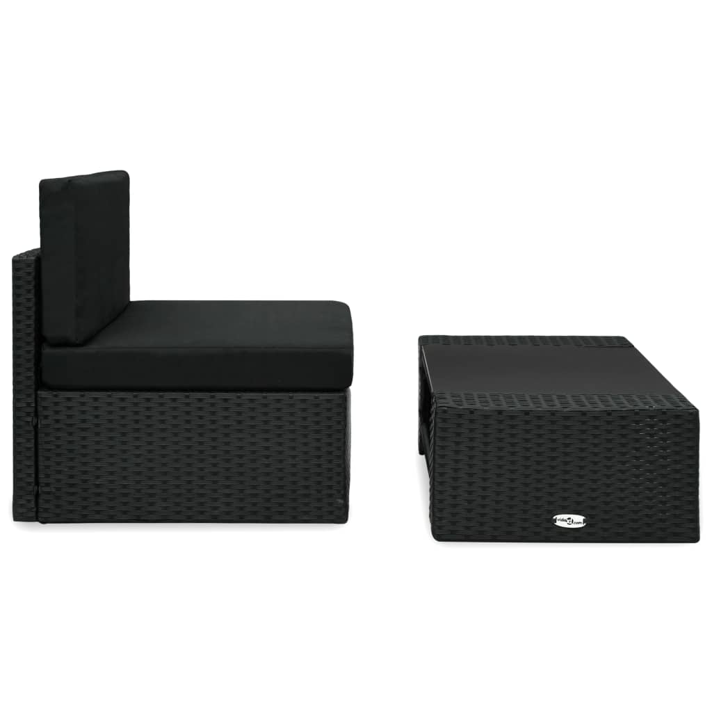 2 Piece Garden Lounge Set Poly Rattan Black