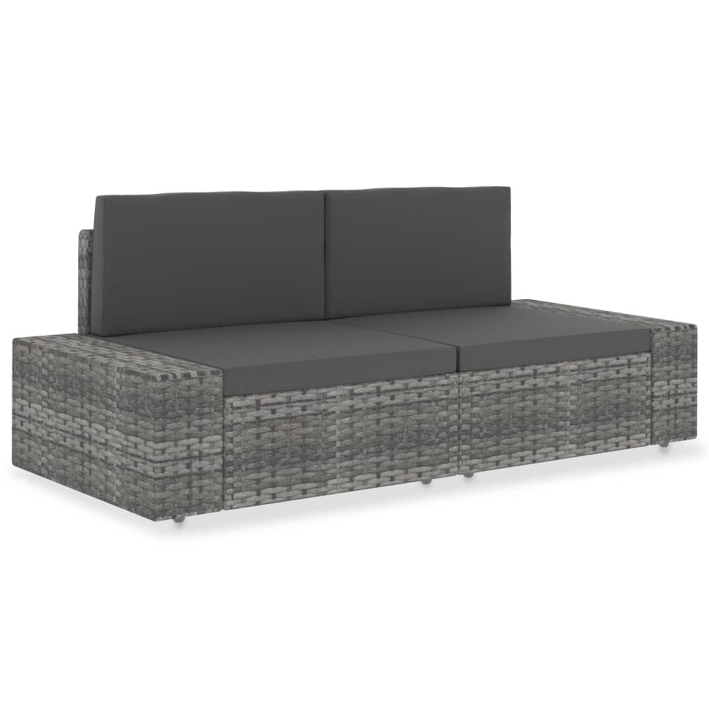 Sectional Sofa 2-Seater Poly Rattan Grey