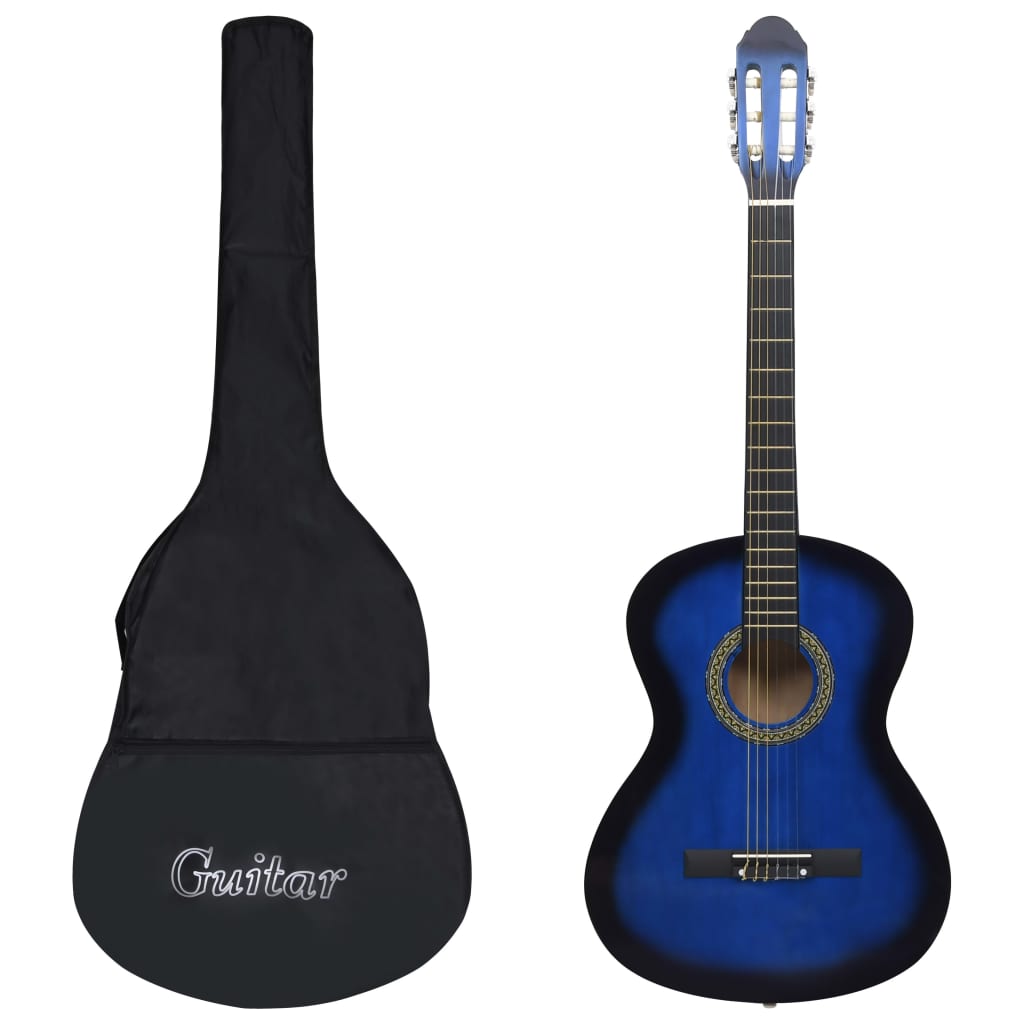 12 Piece Classical Guitar Beginner Set Blue 4/4 39