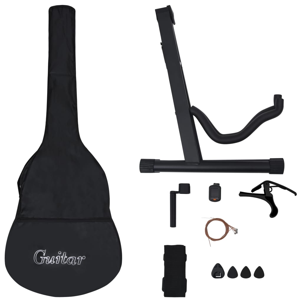 12 Piece Classical Guitar Beginner Set Blue 4/4 39