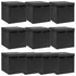 Storage Boxes with Lids 10 pcs Black 32x32x32 cm Fabric