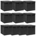 Storage Boxes with Lids 10 pcs Black 32x32x32 cm Fabric