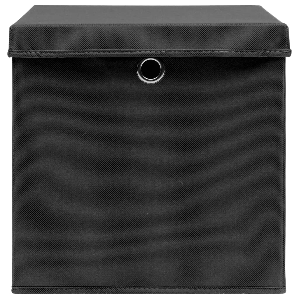 Storage Boxes with Lids 10 pcs Black 32x32x32 cm Fabric