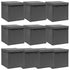 Storage Boxes with Lids 10 pcs Grey 32x32x32 cm Fabric