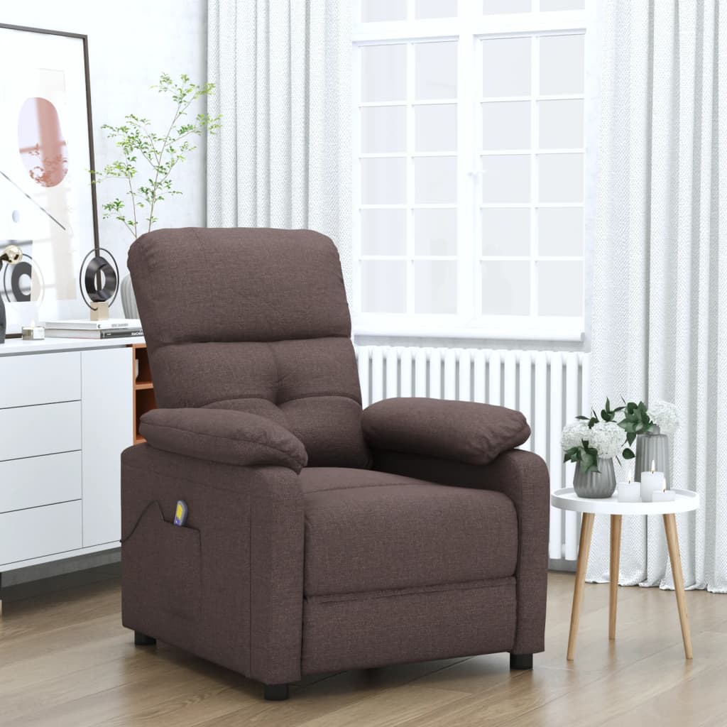 Massage Chair Dark Brown Fabric