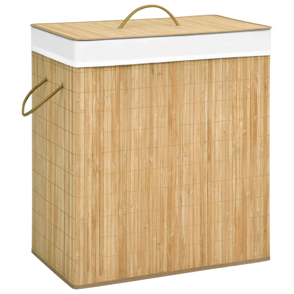 Bamboo Laundry Basket with 2 Sections 100 L