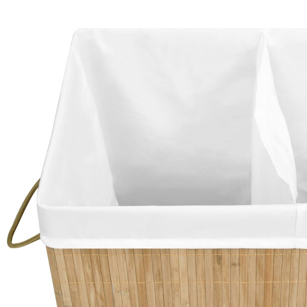 Bamboo Laundry Basket with 2 Sections 100 L