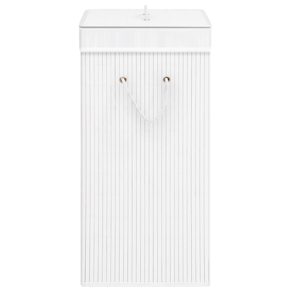 Bamboo Laundry Basket with 2 Sections White 72 L